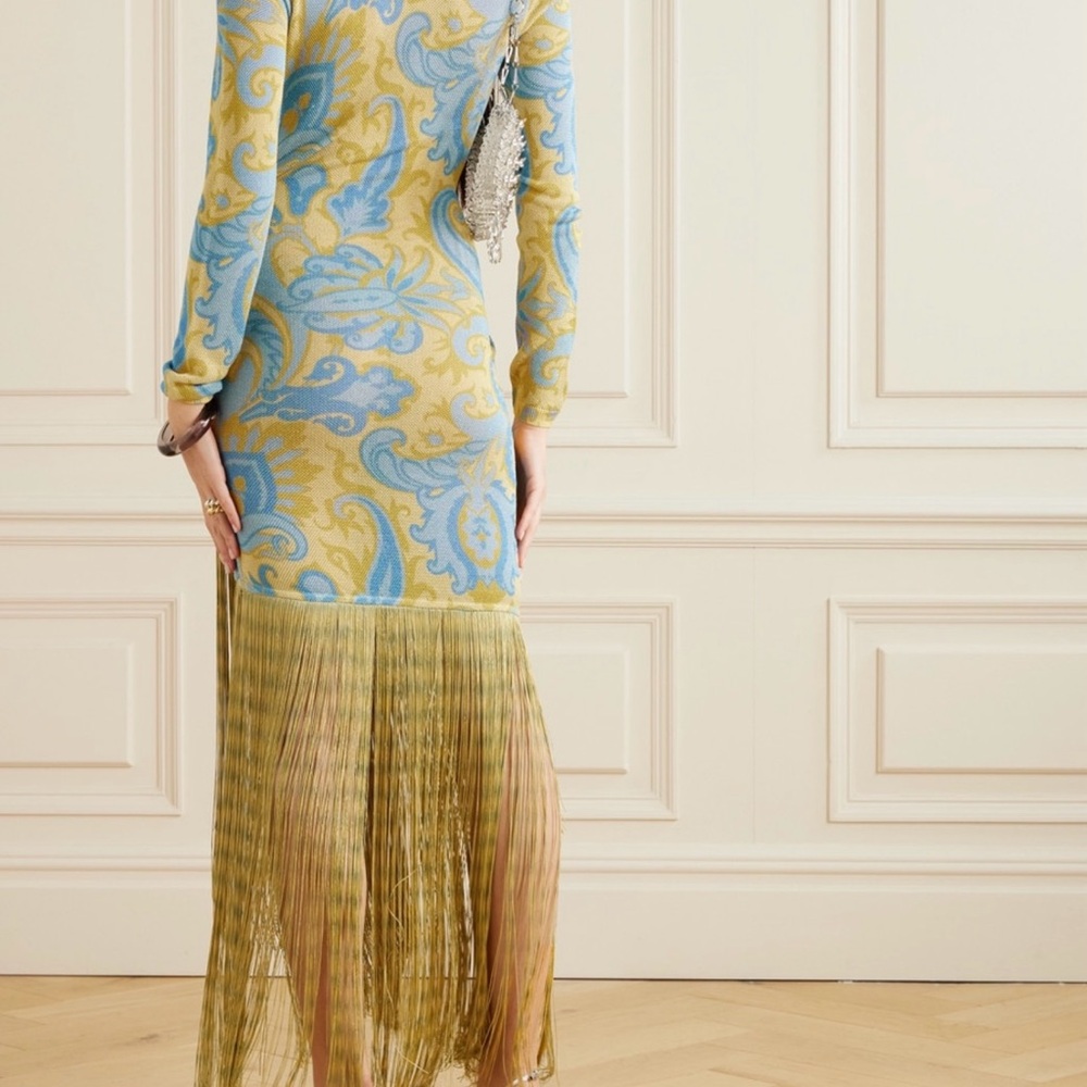 ETRO yellow & blue fringe maxi dress - sold out - 38 - Picture 7 of 13